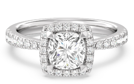 Tapered Cushion Halo Engagement Ring