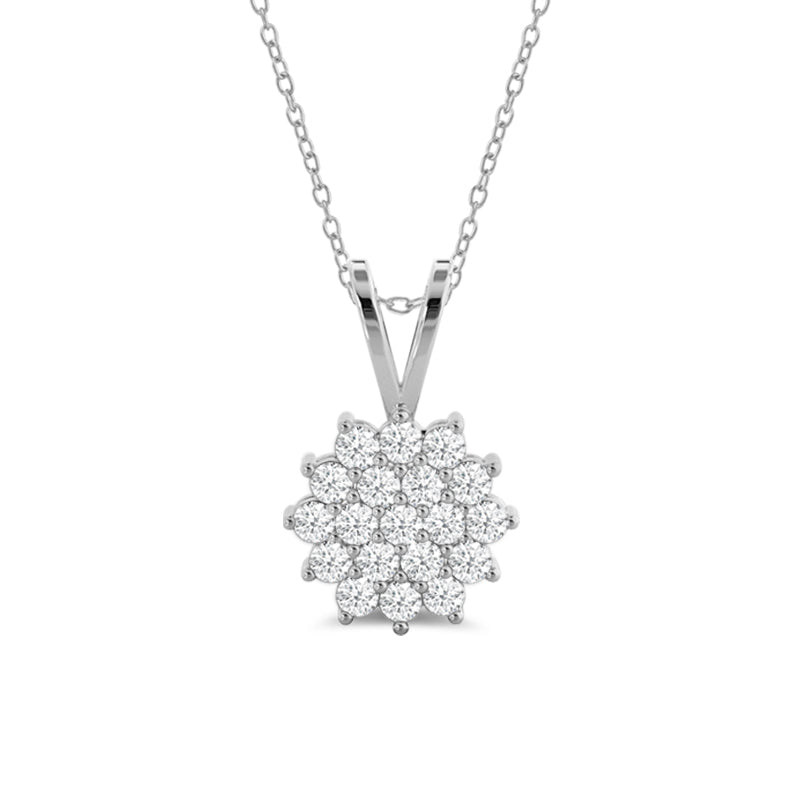 lab diamond circle cluster pendant