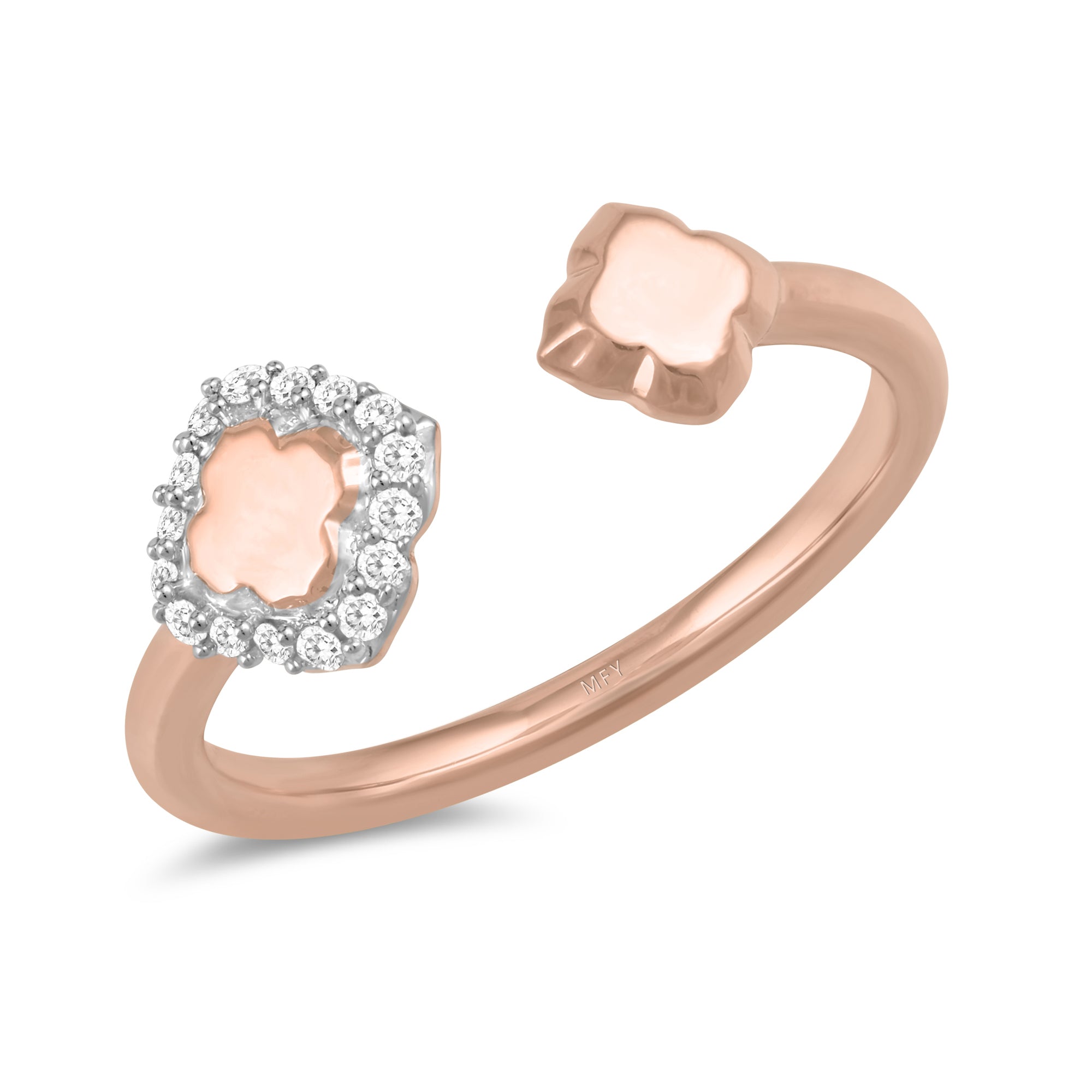 clover diamond open ring