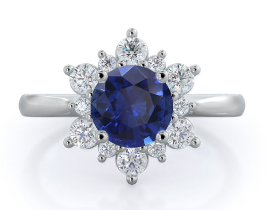 star halo sapphire ring