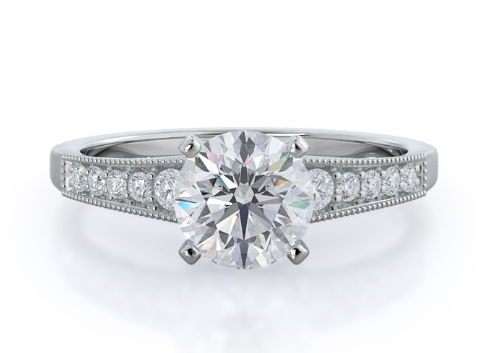 milgrain diamond engagement ring