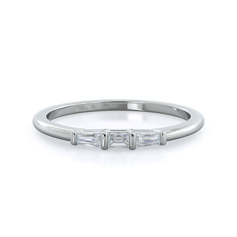 three stone baguette diamond wedding band