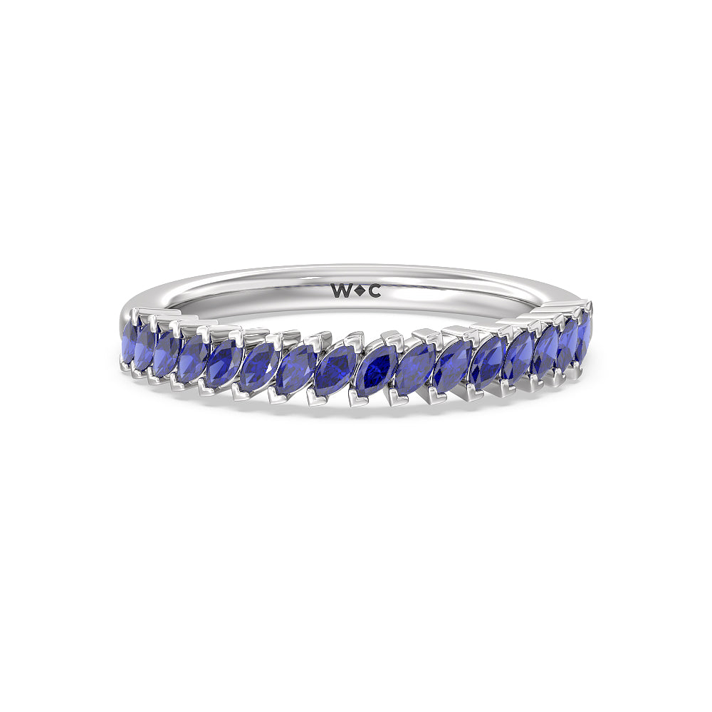 Something Blue Periwinkle Under Halo Created Blue Sapphire Wedding Band