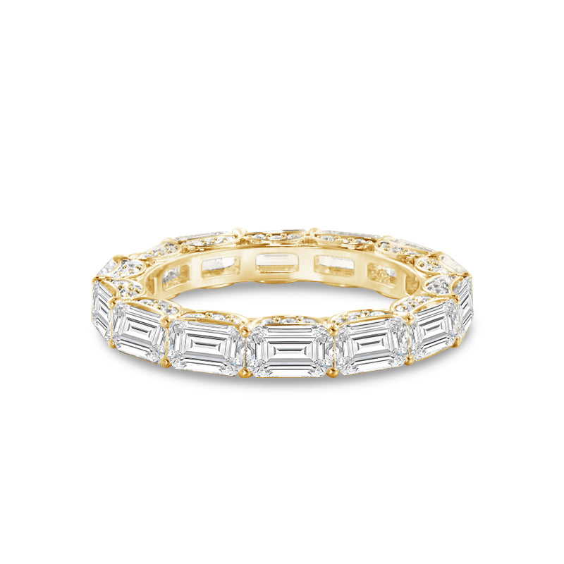 East-West Sash-Set Emerald Cut Diamond Eternity Ring