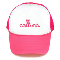 Monogrammed Neon Pink and White Rope Hat - Youth