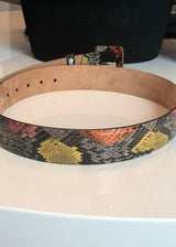 W.KLEINBERG Pink Multi Python Belt with Covered Buckle