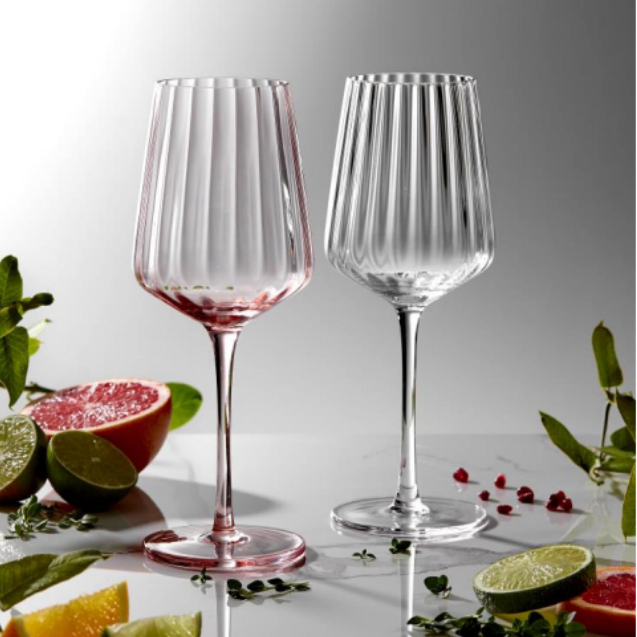 Crystal Ribbed Wine Glass Clear (Set of 4) I Montage Home