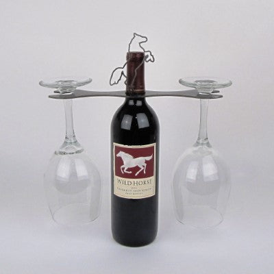 Two's Co Just A Bit Wine Glass with Horse Head Bottle Stopper