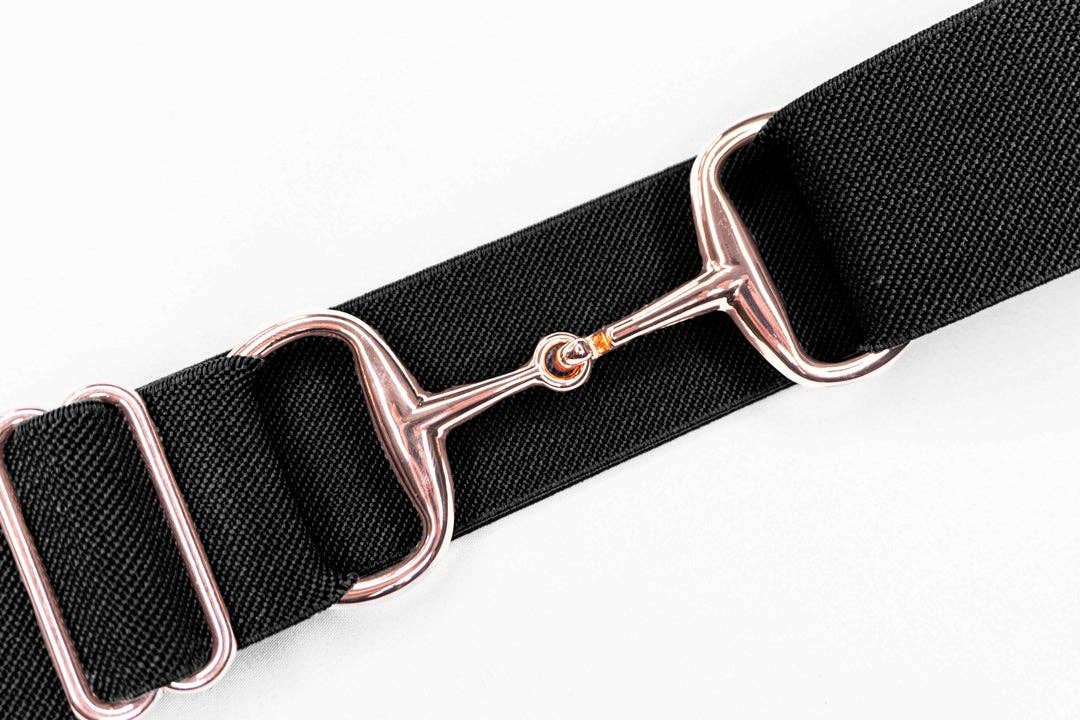 Black - 1.5 Rose Gold Stirrup Elastic Belt – Ellany