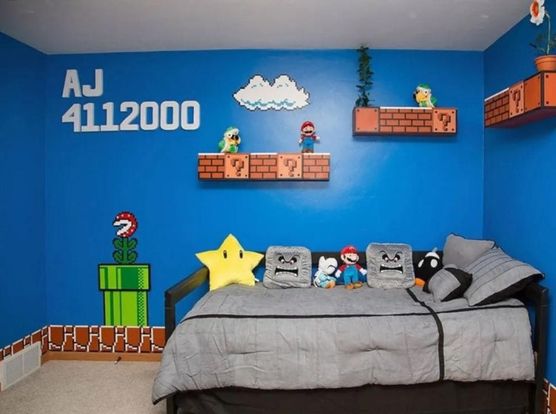 Étagère murale et coussin en mode Mario