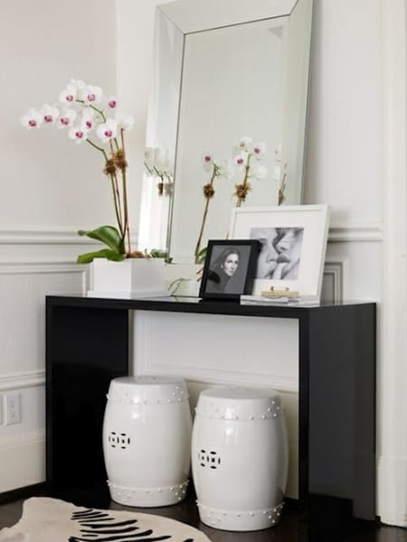 idées vivantes pour les tabourets blancs de couloir table de maquillage noir