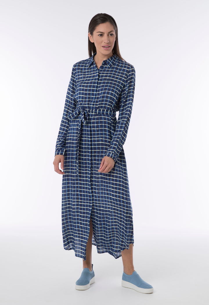 Checkered Print Shirt Dress - Fresqa
