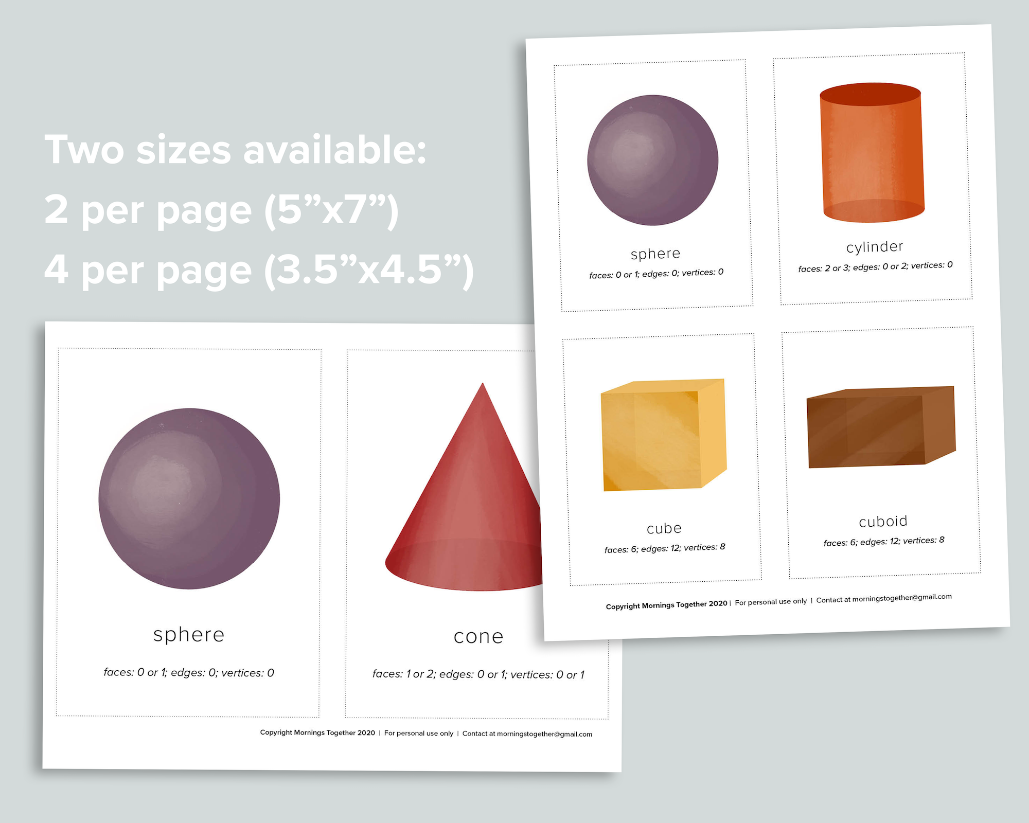 free printable 3d shapes flashcards