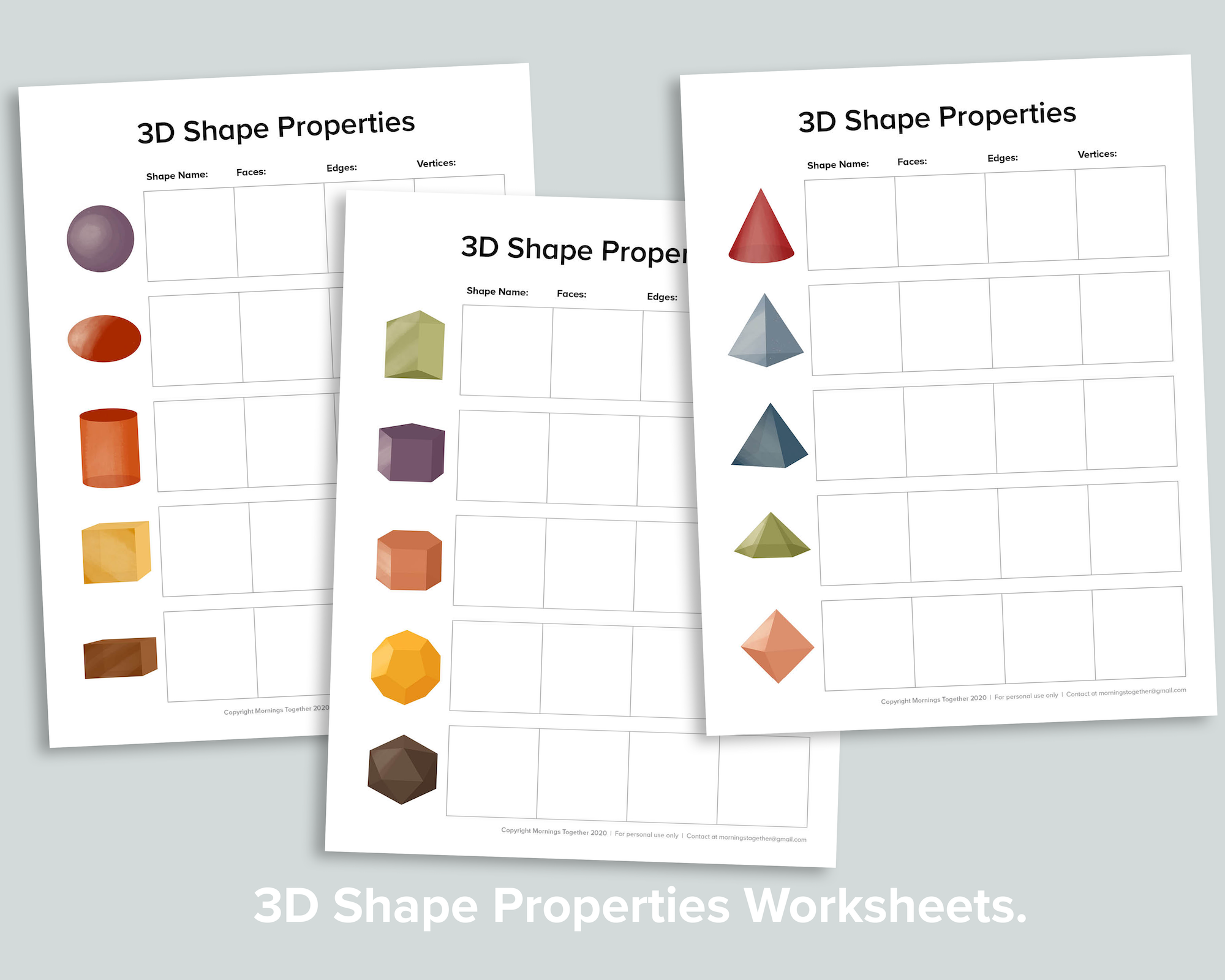 3d shapes worksheets mornings together