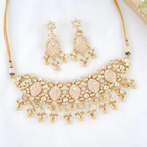 925 Silver Ruksar Kundan Choker Set - Shobitam