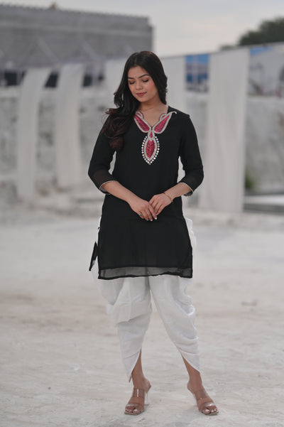 Ahaana Chiffon Short Kurta And Dhoti Pants 2 Piece Set | Made To Order