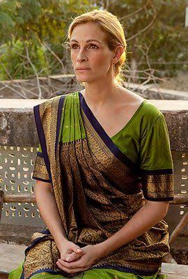 Roberts wearing a saree from a scene in Eat, Pray, Love.