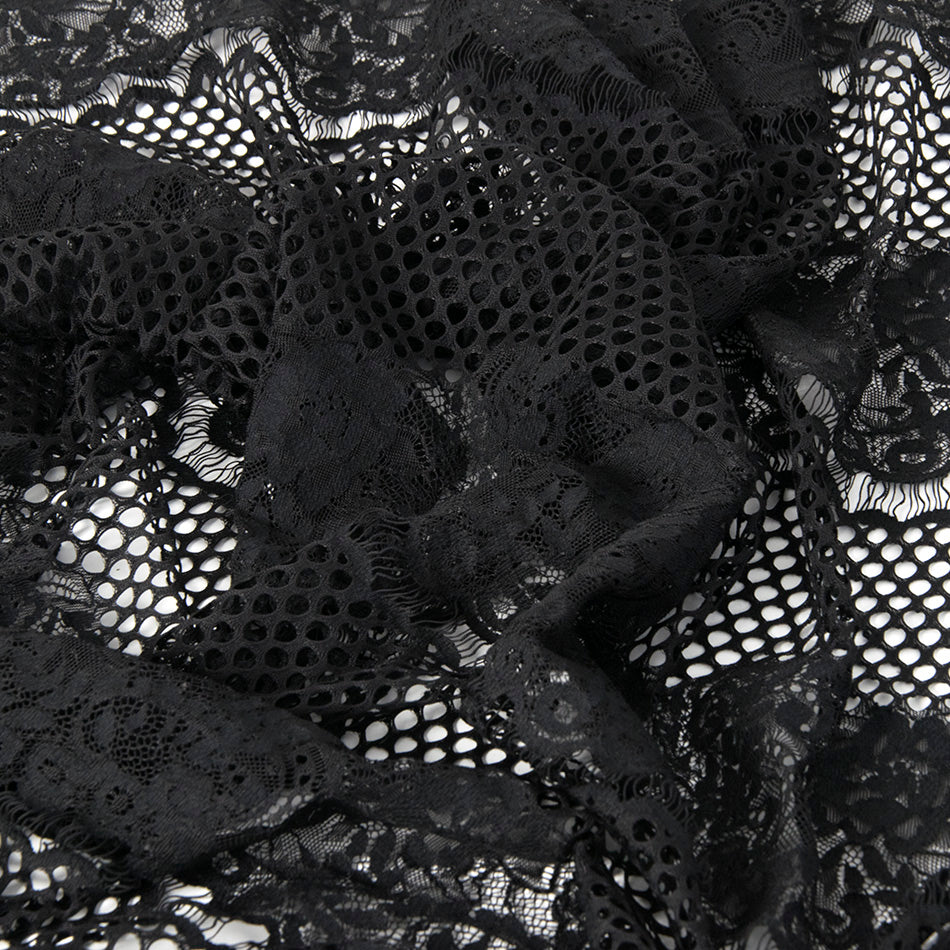 Lace Scallop, Cotton, Black Color, Width 16 Mm -  Canada