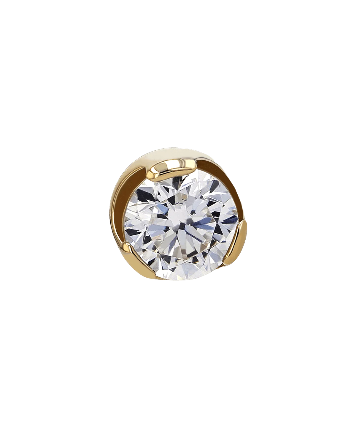 18k Gold Prong Set Faceted Gem Threaded End