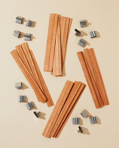 70pcs/Set Wooden Candle Wicks, Candle Making Wicks 5.1 X 0.5 Inch Naturally  Cherry Wood Wooden Candle Wicks Candle Cores With Iron Stand For DIY Candle  Making With Base, Candle Warning Stickers, Base