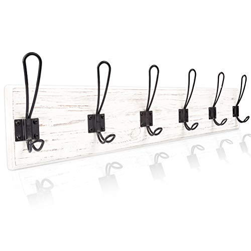 White wood wall coat rack