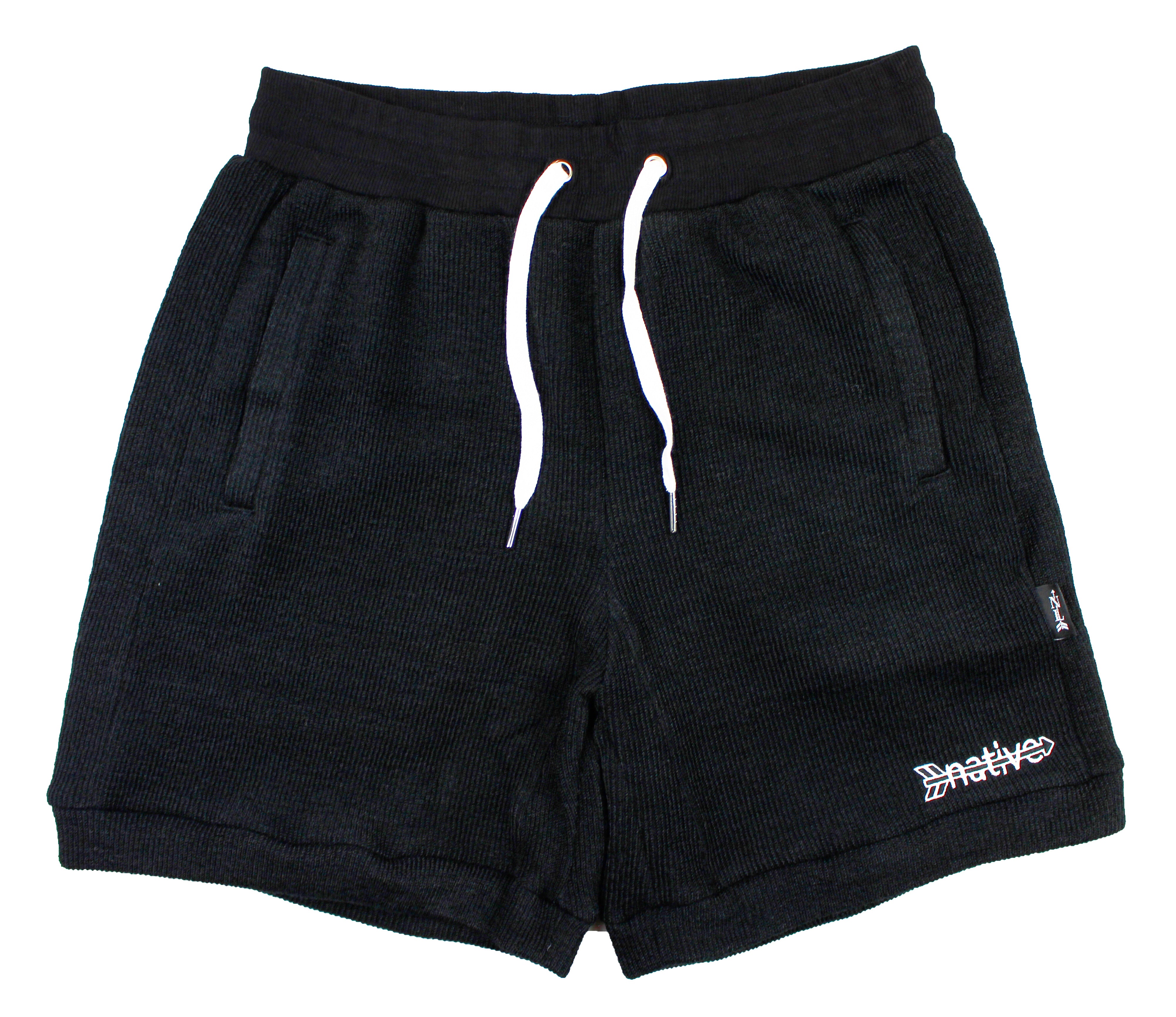 corduroy knit shorts in black Native Language Co.