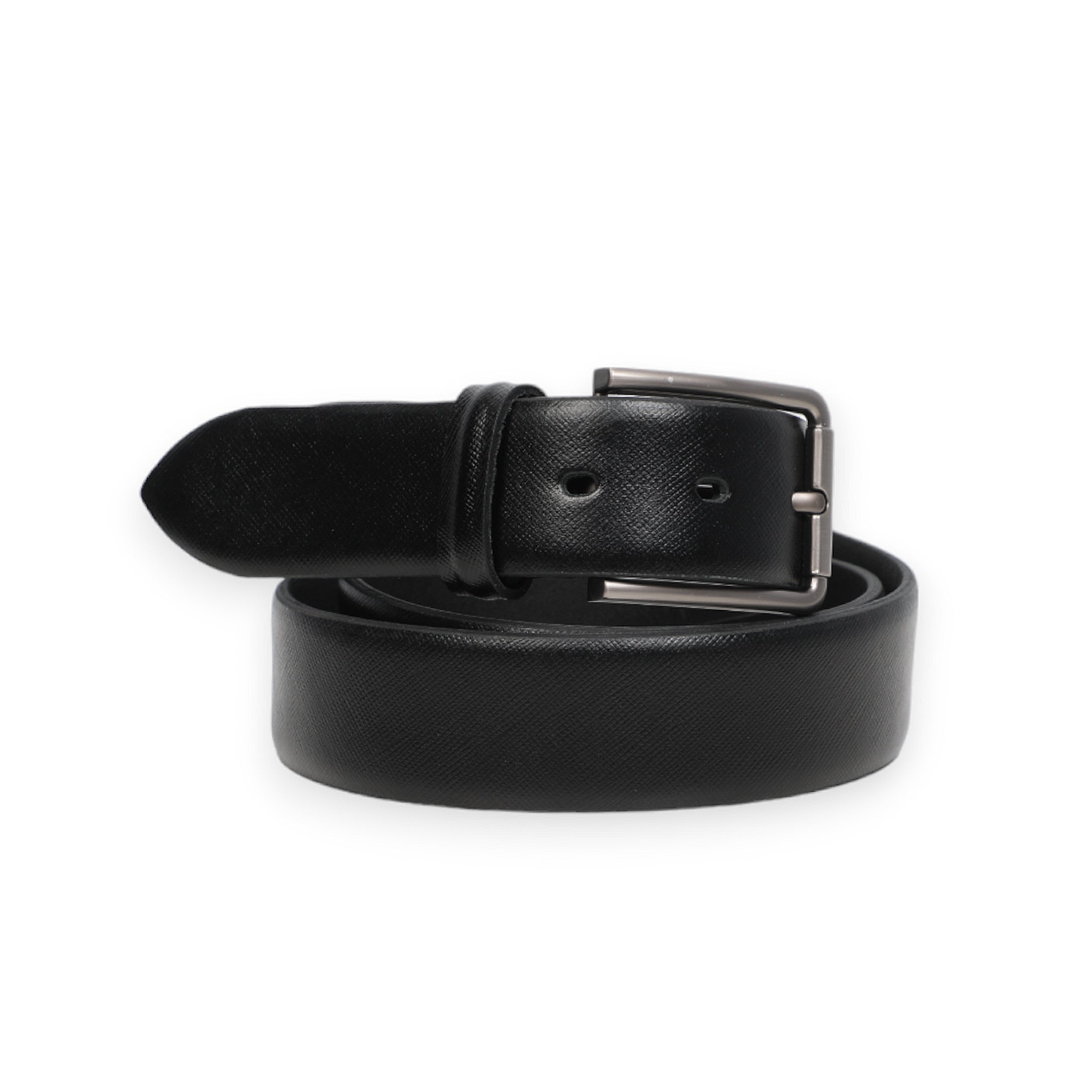 Men Black Glossy Classy Tuxedo Belt With Silver Buckle