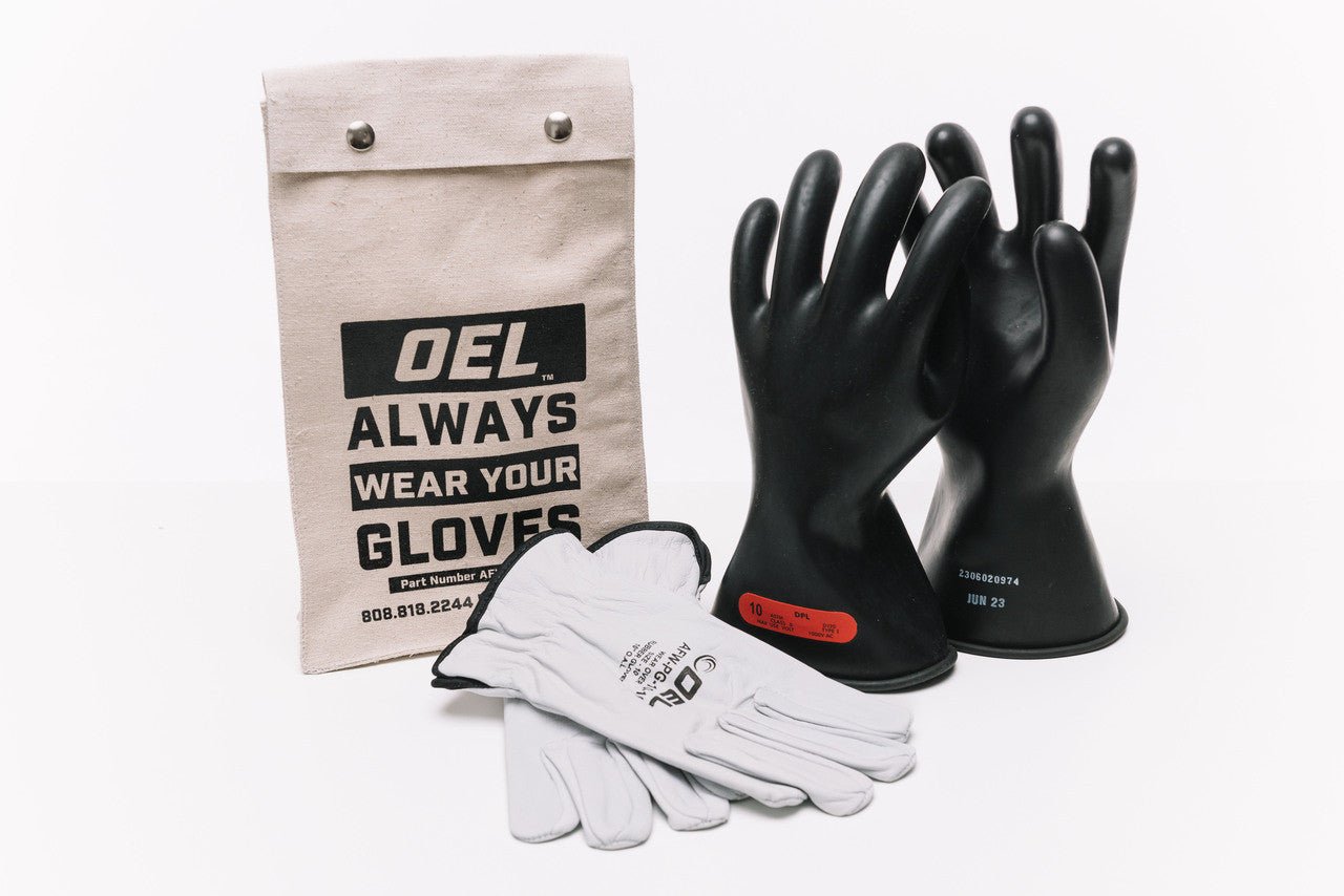 OEL 11" Rubber Glove Class 0 Insulating Gloves Kit - IRG-0-11-BK