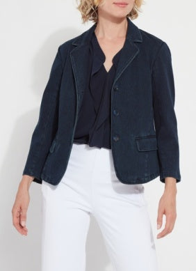 Della Denim Cropped Blazer - Indigo