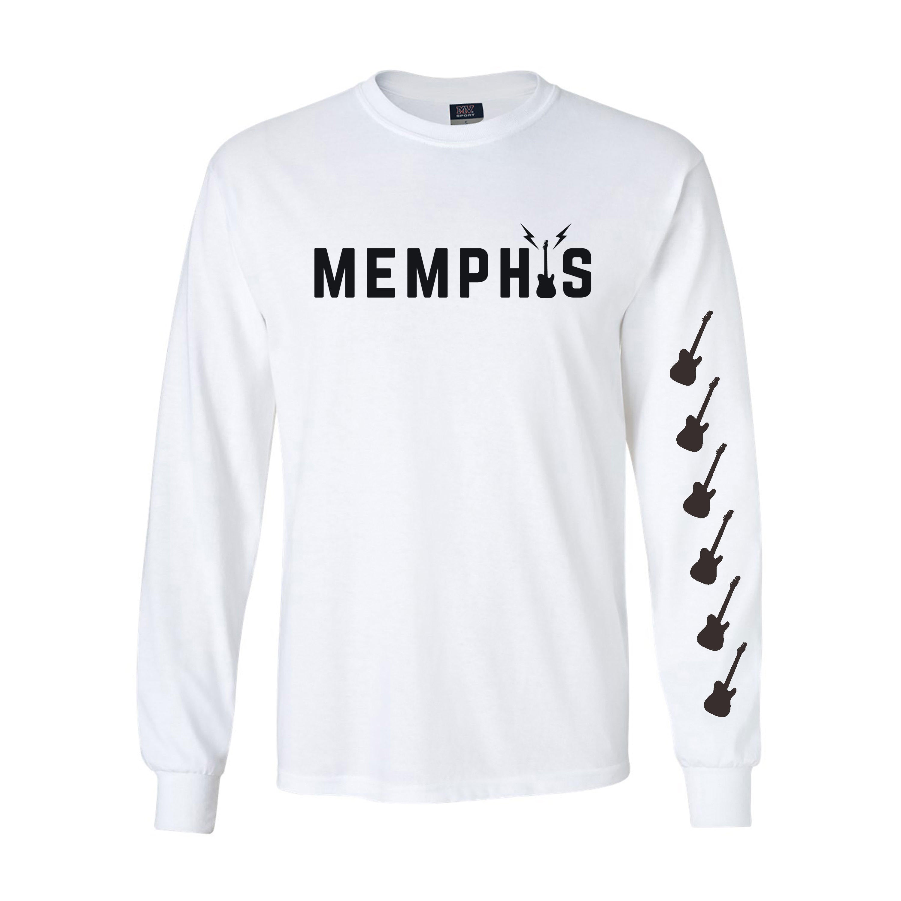 Memphis Guitar Sleeve Tee- White