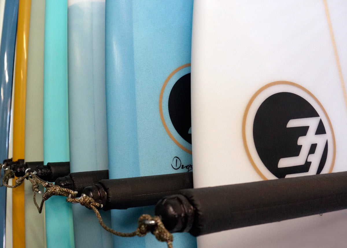 surfboards in surf rack