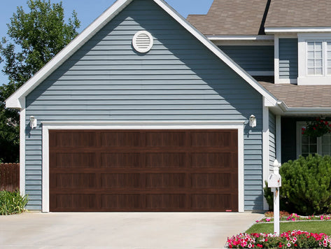 16X7 American Walnut Wood Finish Garage Door - Shaker XL GARAGA