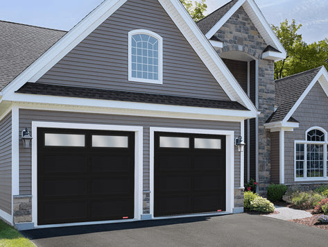 8X7 Shaker XL Traditional Black Garage Door with Windows - GARAGA