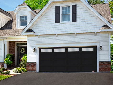 16X7 Shaker XL Traditional Black Garage Door with Windows - GARAGA