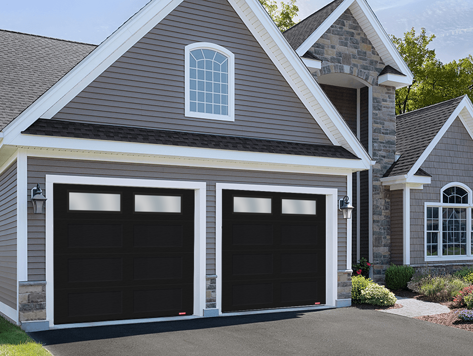 9X7 Shaker XL Traditional Black Garage Door with Windows - GARAGA