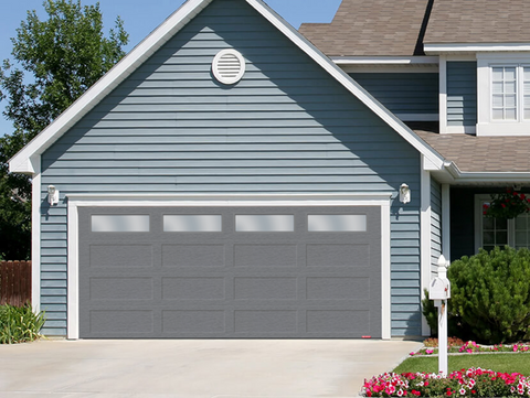16X7 Shaker XL Traditional Charcoal Garage Door with Windows - GARAGA