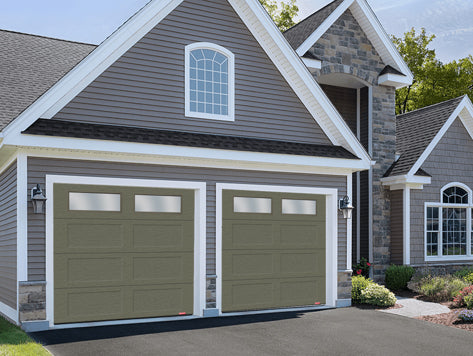 9X7 Shaker XL Traditional Dark Sand Garage Door with Windows by GARAGA