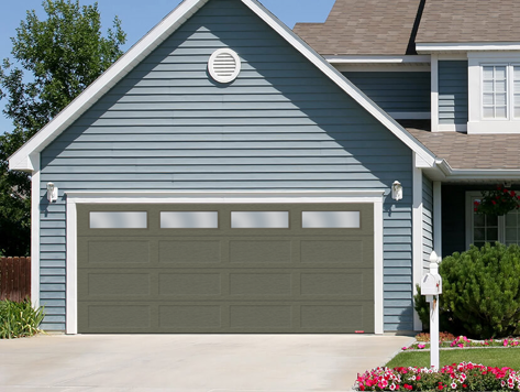 16X7 Shaker XL Traditional Dark Sand Garage Door with Windows - GARAGA