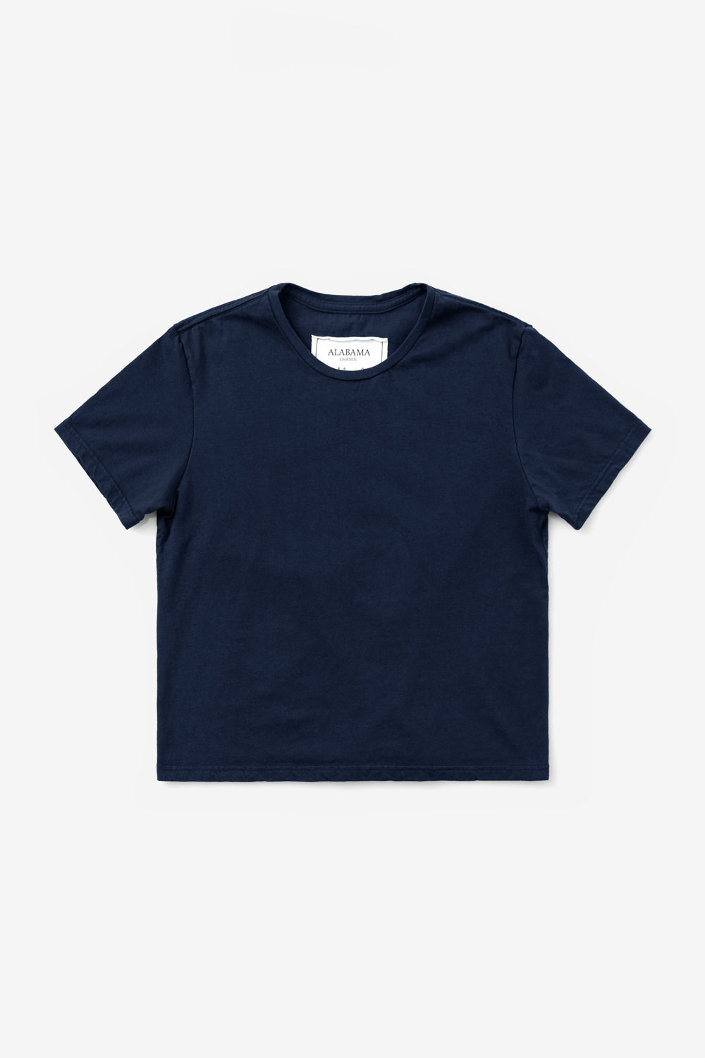 Alabama Chanin Boxy Tee relaxed fit made from soft knit jersey in navy.