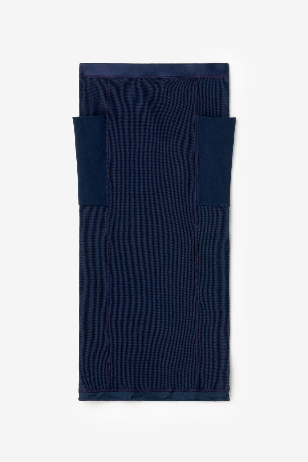 Chelsea Skirt in navy made with organic waffle fabric and cotton jersey pockets.
