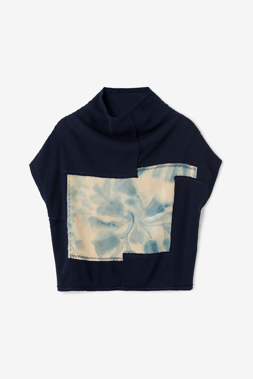 Alabama Chanin Indigo Painted Zero Waste Waffle Sweatshirt in Wax/Navy