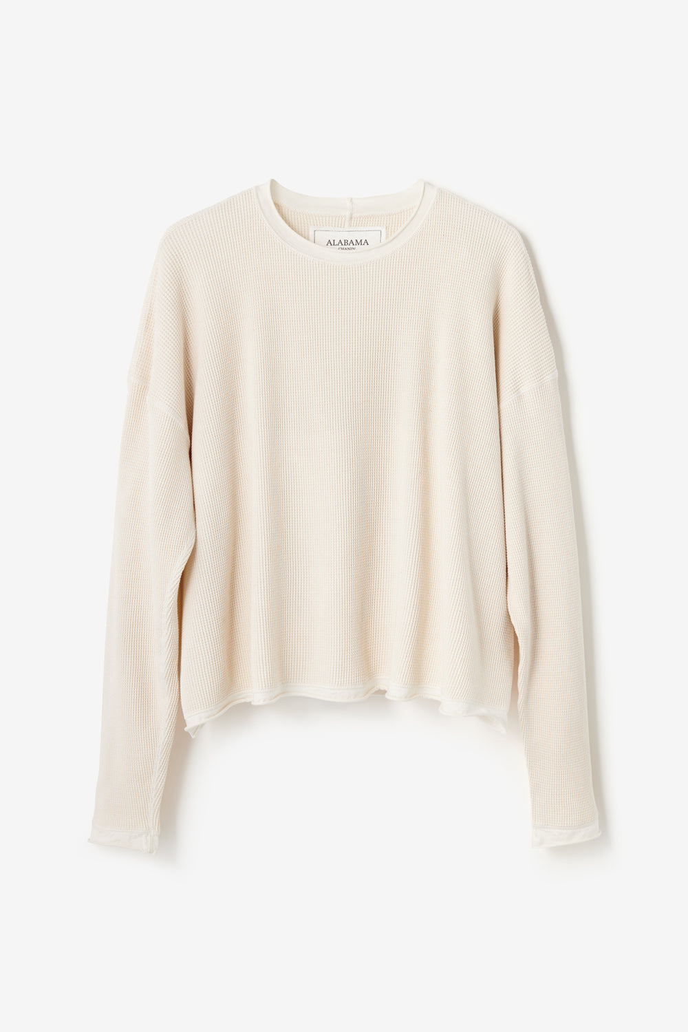 Alabama Chanin Waffle Crewneck in natural. Made with 100% organic cotton.