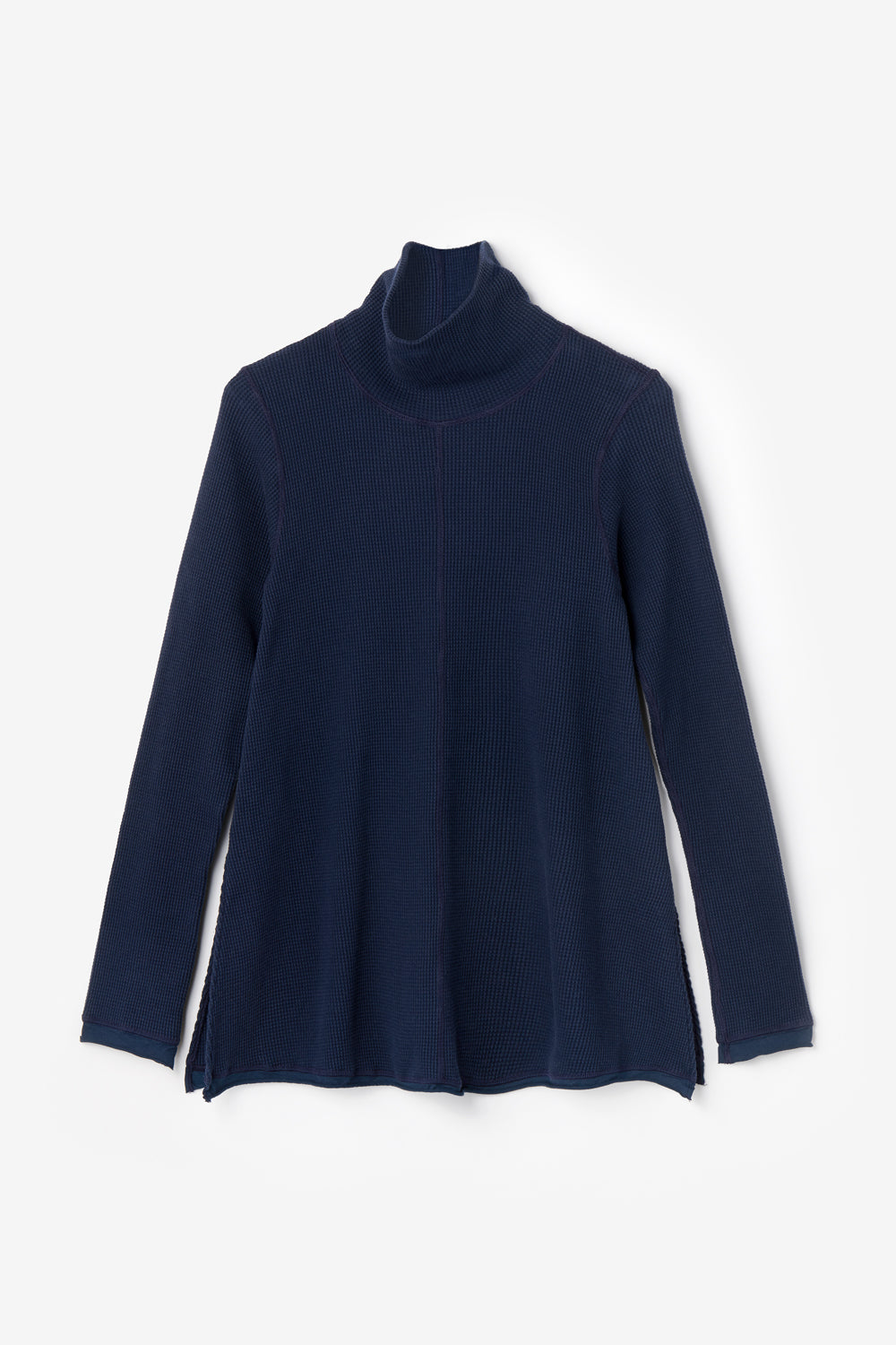 Alabama Chanin Maeve Turtleneck Tunic long sleeve in navy. Made with 100% organic cotton.