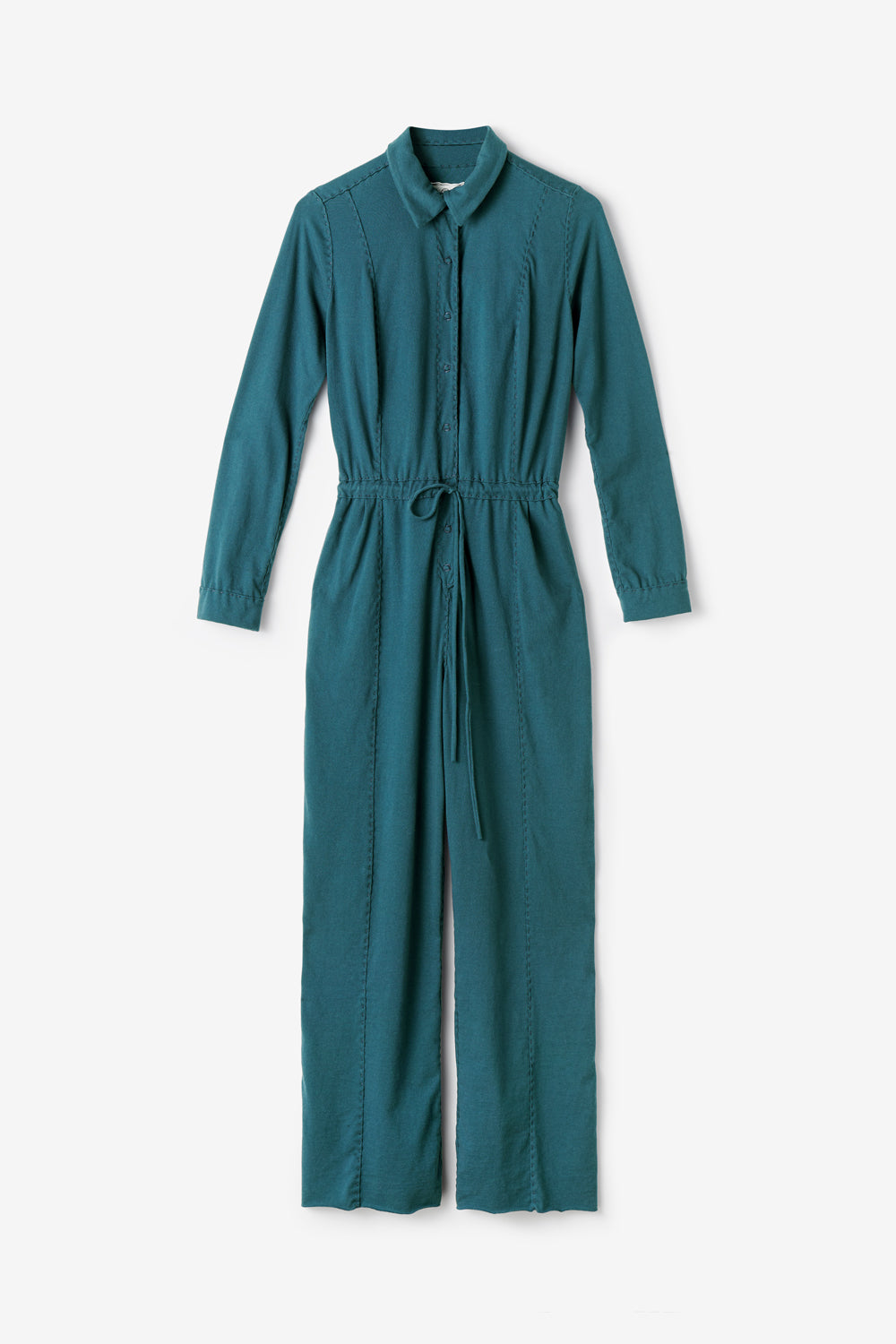 The School of Making Jumpsuit Kit in peacock blue. Made with 100% organic cotton.