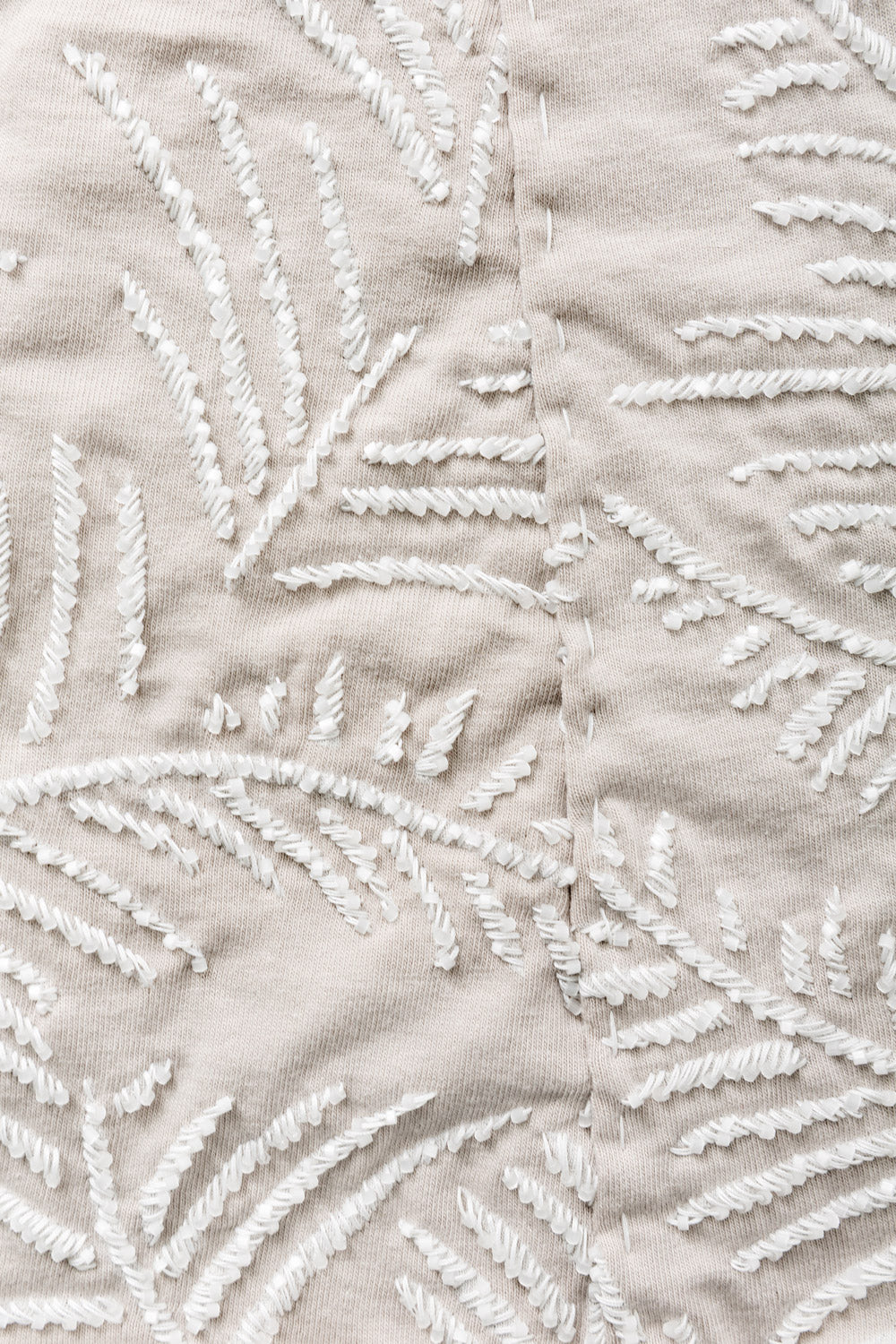 Detail of beaded fern embroidery. 