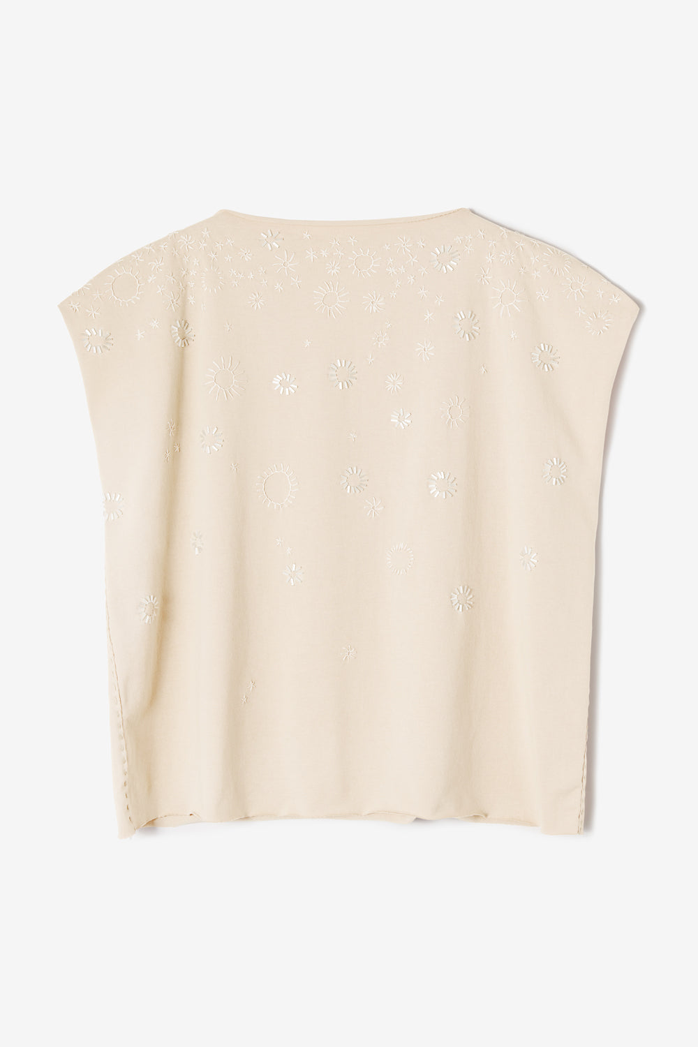 Alabama Chanin Square Eyelet Top in beige.