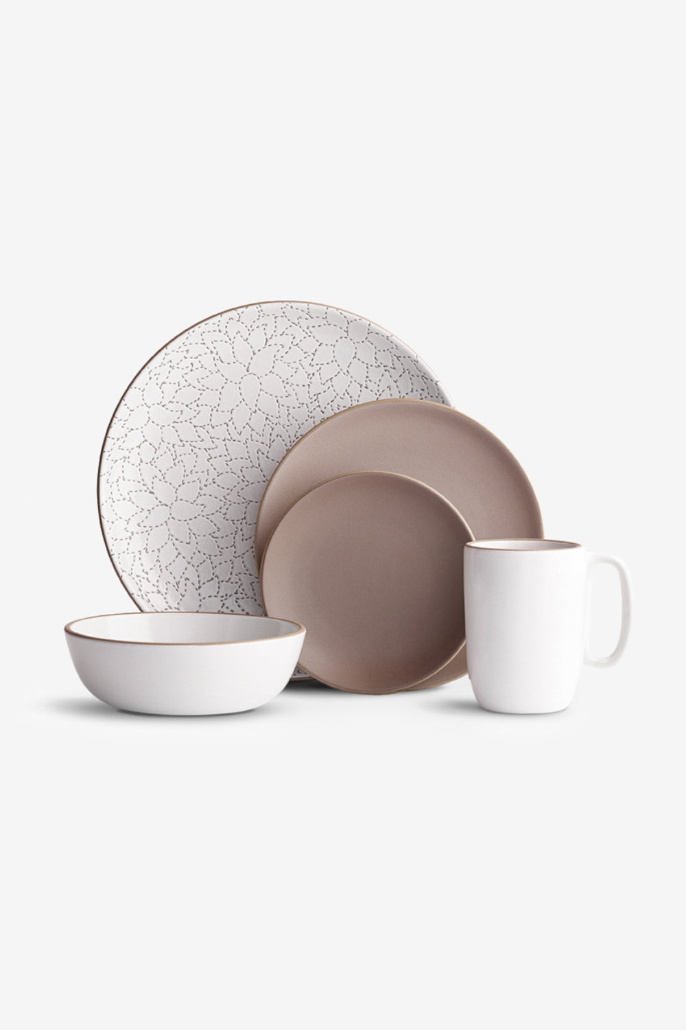 Alabama Chanin Camellia Cocoa Dinnerware Set Hand-Etched Dinnerware Set by Heath Ceramics