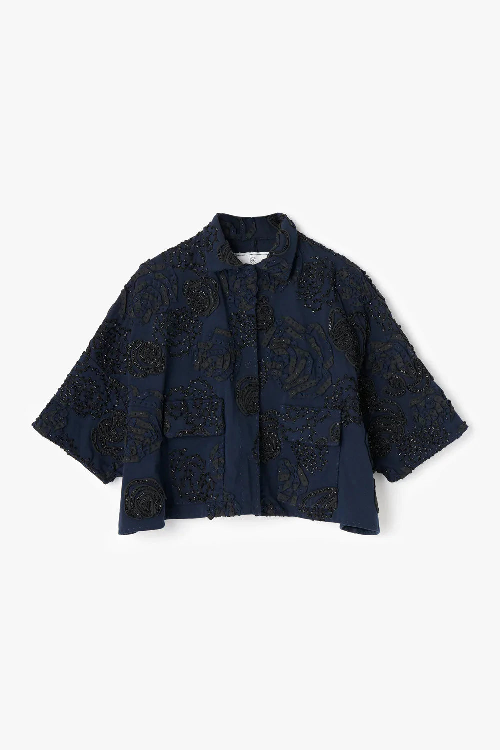 The School of Making Kristina’s Rose Cropped Car Jacket DIY Kit in Black and Navy.