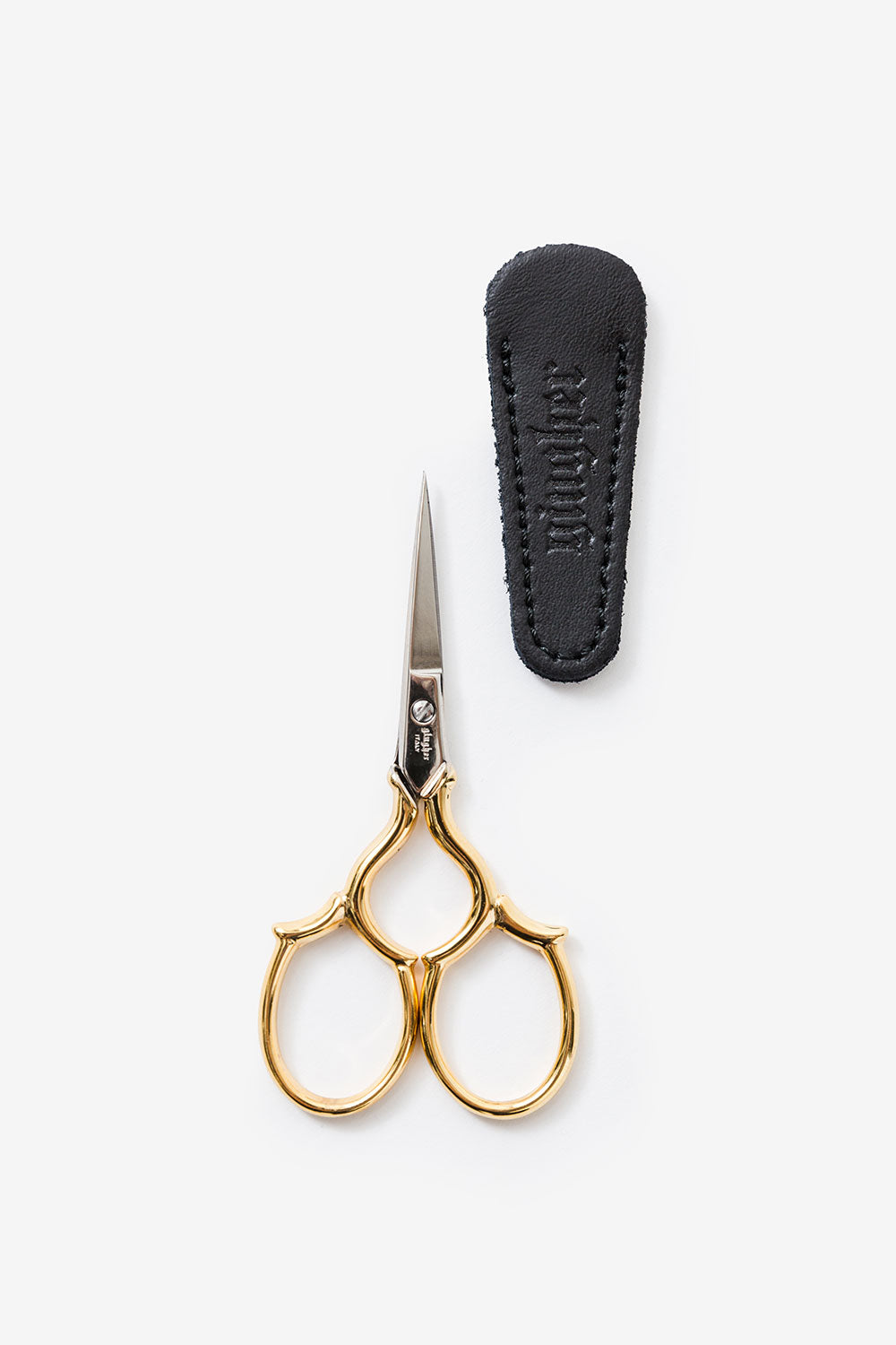 Gingher Epaulette Embroidery Scissors with Leather Sheath.