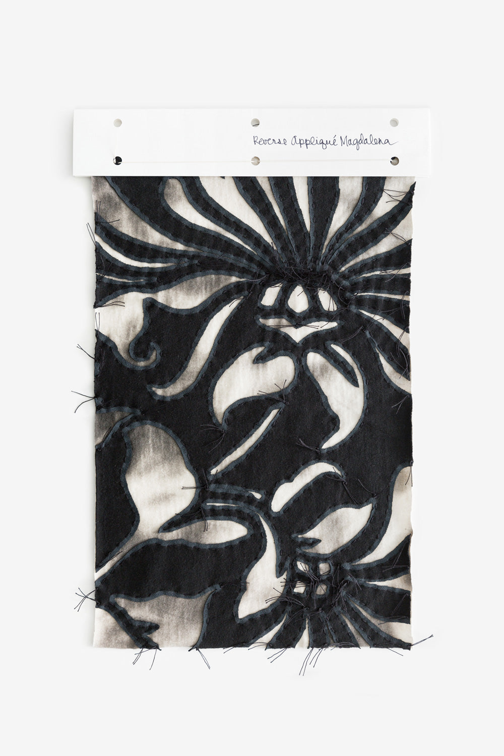 The School of Making fabric swatch in faded black with Magdalena stencil.